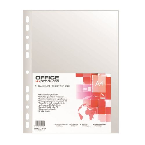 Джоб с европерфорация OFFICE PRODUCTS, A4, РР 40 mic, кристал, 100 бр. — Joya.bg