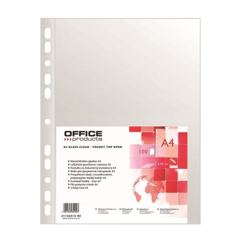 Джоб с европерфорация OFFICE PRODUCTS, A4, РР 50 mic, кристал, 100 бр. — Joya.bg