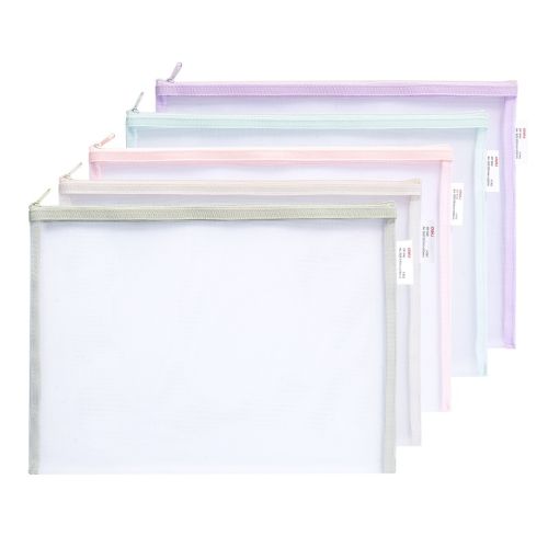 Джоб с цип Deli EF282, A4, PVC 330 mic, мрежа от полиестер, полупрозрачен — Joya.bg 1