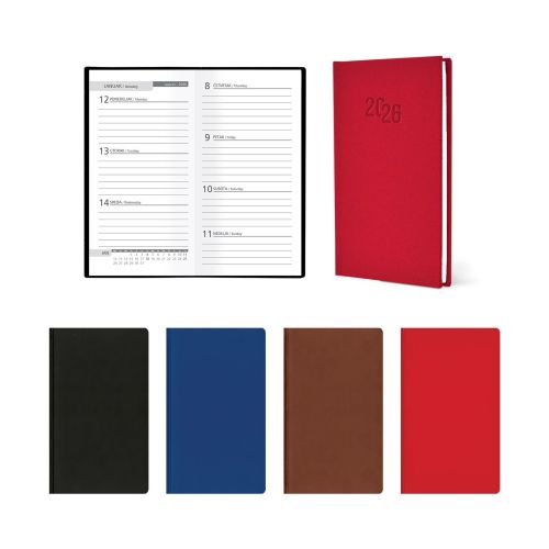 Джобен календар-бележник LASTVA Pocket, A6, 56 л., линиран офсет 80 гр, термо PU корици, червен 2