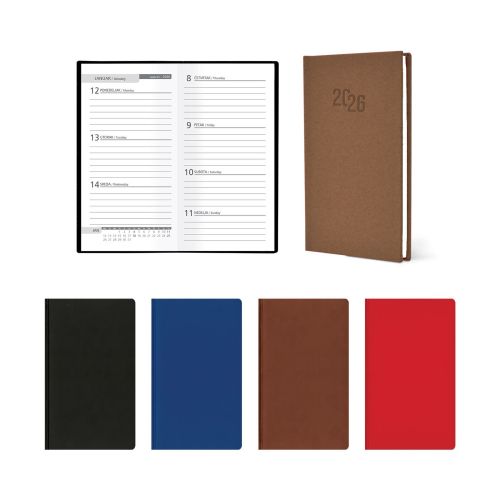 Джобен календар-бележник LASTVA Pocket, A6, 56 л., линиран офсет 80 гр, термо PU корици, кафяв 1