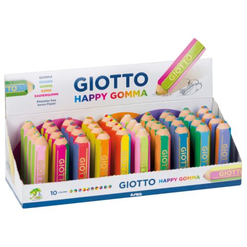 Гума за молив GIOTTO Happy Gomma 4, 65х15 мм, четирицветна, асорти