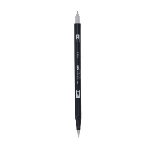 Aкварелен двувърх маркер Tombow ABT Dual Brush, четка 3.5 мм, връх 0.8 мм, N65 cool grey 5