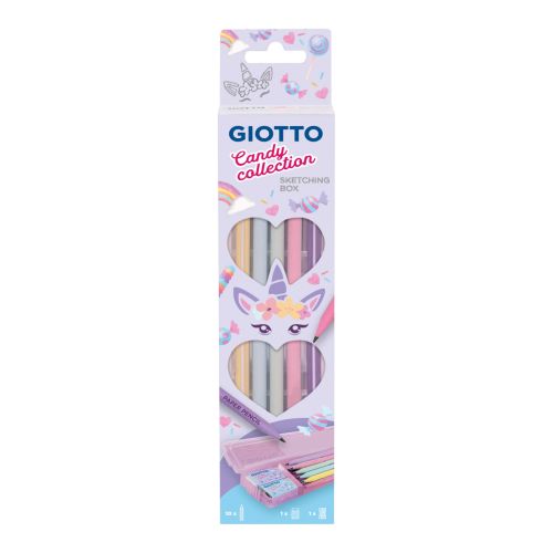 Комплект графитни моливи GIOTTO Candy Collection, 10 бр., острилка, гума