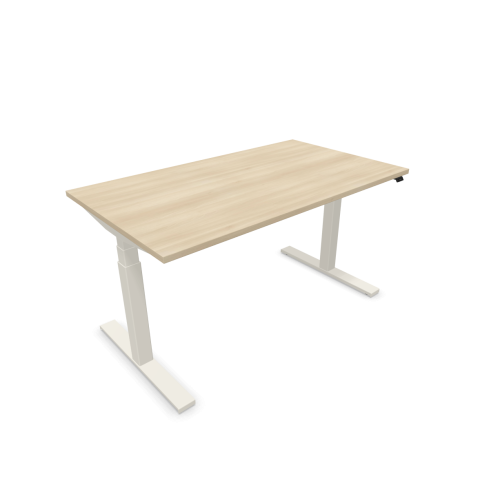 Електрическо бюро eModel 2.0, T Leg бяла рамка,  1400х800 мм,ПДЧ 25 мм, акация — Joya.bg 1