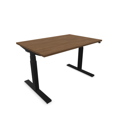 Електрическо бюро eModel 2.0, T Leg черна рамка, 1200х800 мм,ПДЧ 25 мм, орех Линкълн — Joya.bg 1