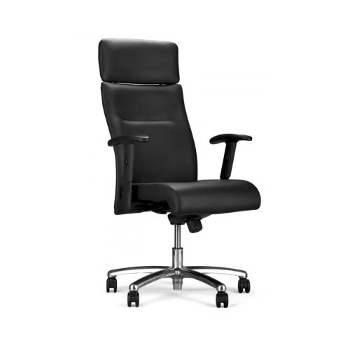 Ергономичен директорски стол Neo Lux, естествена кожа, база алуминий, регулируеми подлакътници,черен — Joya.bg 1