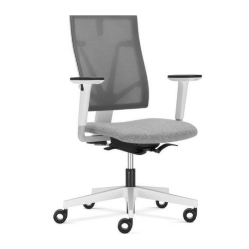 Ергономичен работен стол 4ME Mesh, мрежа и дамаска, бяла PP база, 2D подлакътници, сив — Joya.bg 1