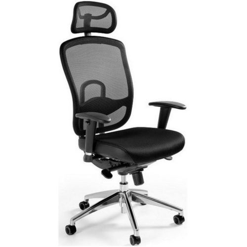 Ергономичен работен стол Baristo HR, мрежа и дамаска, черна РР база, 2D подлакътници, черен — Joya.bg 1