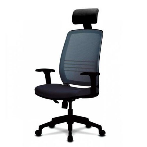 Ергономичен работен стол DAWON COBI, мрежа и дамaска, черна база, 2D подлaкътници, подглавник, черен 1