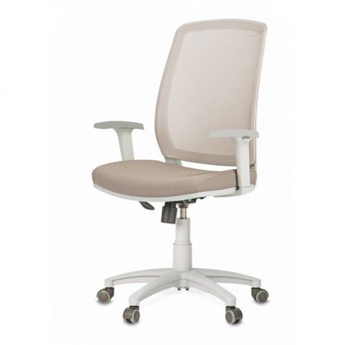 Ергономичен работен стол DAWON COBI, мрежа и дамаска, сива PP база, 2D подлакътници, бежов — Joya.bg 1