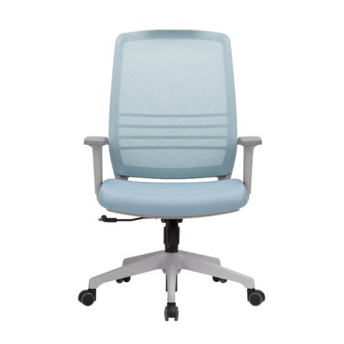 Ергономичен работен стол DAWON COBI, мрежа и дамаска, сива PP база, 2D подлакътници, светлосин — Joya.bg 1