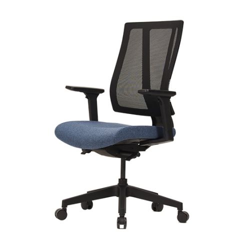 Ергономичен работен стол DAWON G1, мрежа и дамаска, черна РР база, фикс. подлакътници,черен/тъмносин — Joya.bg 1