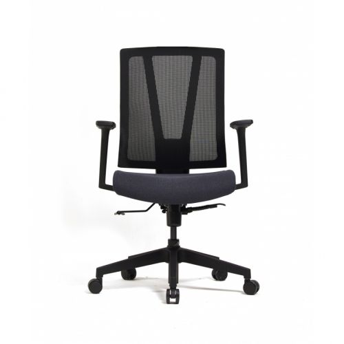 Ергономичен работен стол DAWON G1, мрежа и дамаска, черна РР база, фиксирани подлакътници, черен — Joya.bg 1