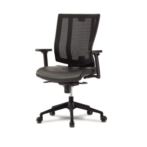 Ергономичен работен стол DAWON PROMAX, еко кожа и мрежа, черна PP база, 3D подлакътници, черен 1