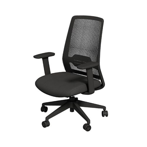 Ергономичен работен стол Deli VERONA, мрежа и дамаска, черна PP база, фиксирани подлакътници, черен — Joya.bg 1