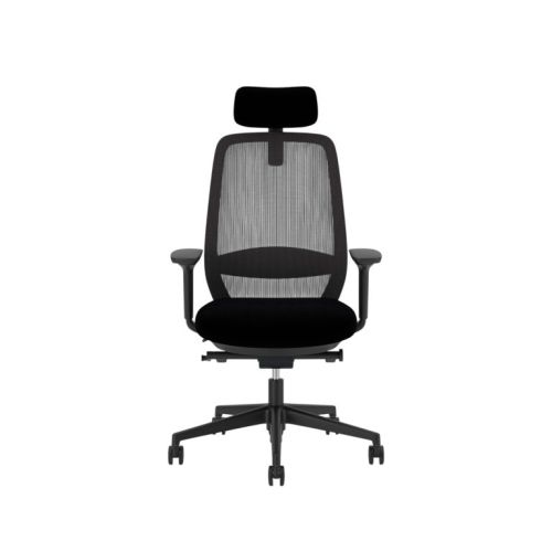 Ергономичен работен стол Elovie Mesh HRT, мрежа и дамаска, черна РР база, 4D подлакътници, черен — Joya.bg 1