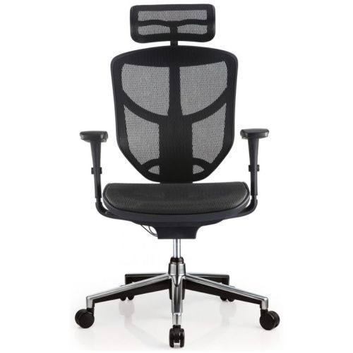 Ергономичен работен стол Enjoy, мрежа, база алуминий, 3D подлакътници,черен — Joya.bg 1