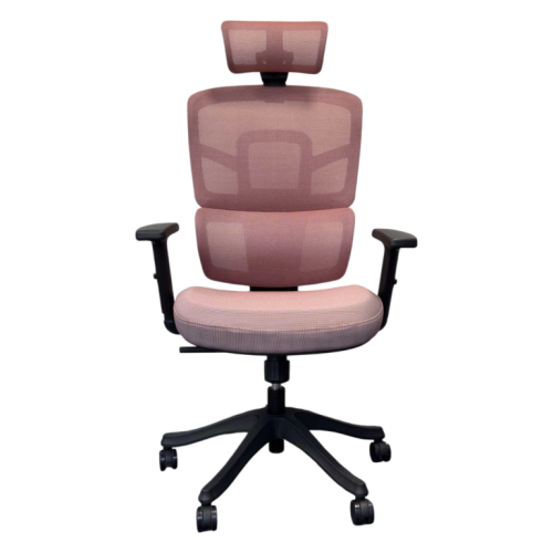 Ергономичен работен стол Ergo Black, мрежа и дамаска, черна PP база, 2D подлакътници, червен — Joya.bg 1