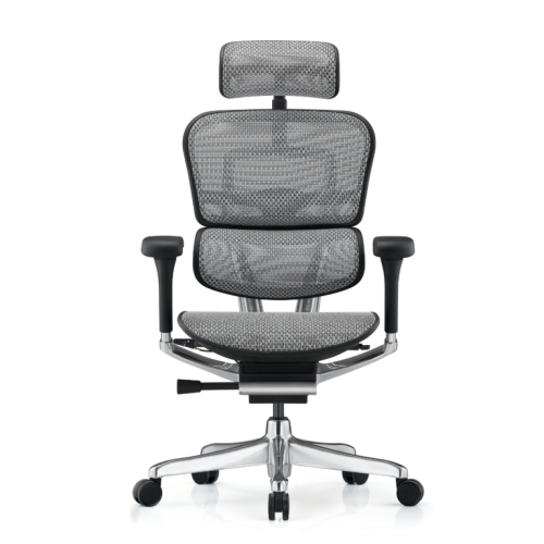 Ергономичен работен стол Ergohuman NEW, мрежа, база хром, 5D подлакътници, с опора, сив — Joya.bg 1
