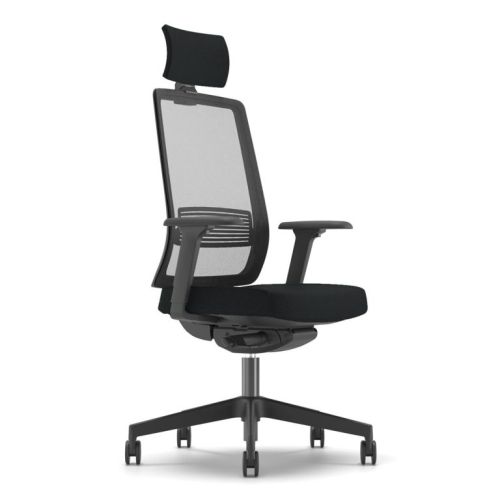 Ергономичен работен стол Lucio Black HR, мрежа и дамаска, черна PP база, 3D подлакътници, черен — Joya.bg 1