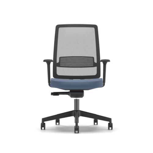 Ергономичен работен стол Lucio Black, мрежа и дамаска, черна PP база, рег. подлакътници, син — Joya.bg 1