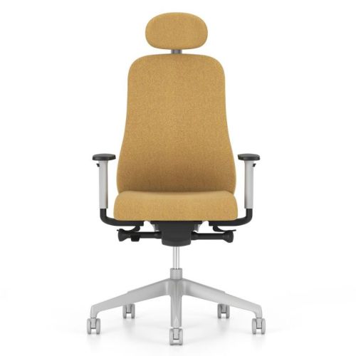 Ергономичен работен стол Souly Grey HRUA, мрежа и дамаска, сива PP база, 2D подлакътници, оранжев — Joya.bg 1