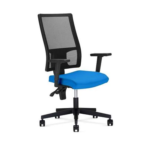 Ергономичен работен стол TakTik Lu Active 1, мрежа и дамаска, черна РР база, 2D подлакътници, син — Joya.bg 1