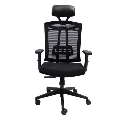 Ергономичен работен стол Techno Max, мрежа и дамаска, черна РР база, 2D подлакътници, черен — Joya.bg 1