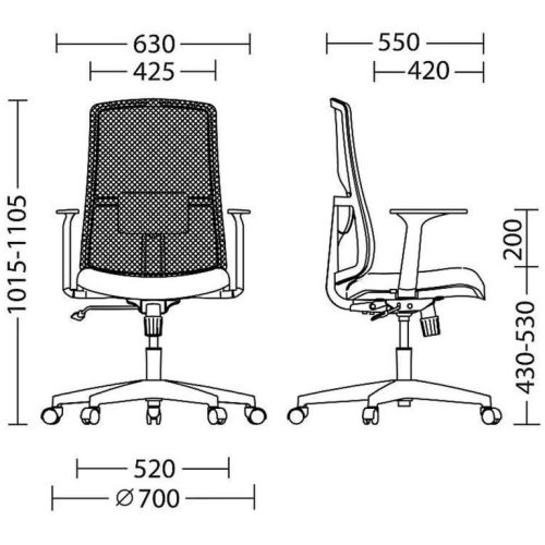 Ергономичен работен стол Tela GTP, мрежа и дамаска, черна РР база, 2D подлакътници, черен — Joya.bg 1