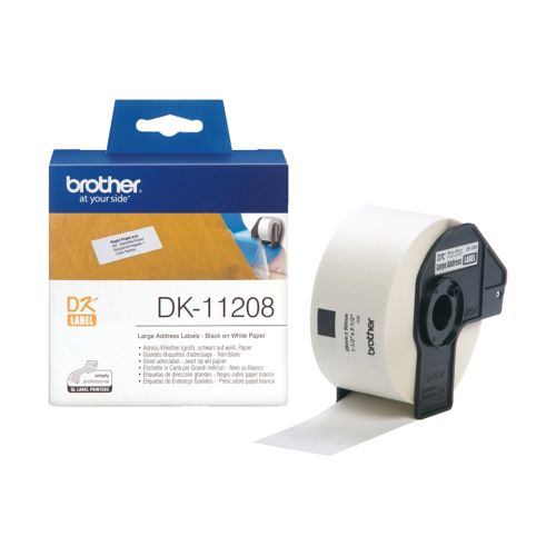 Етикети на ролка Brother DK-11208 за QL принтери, 38 х 90 мм, 400 бр./ролка — Joya.bg