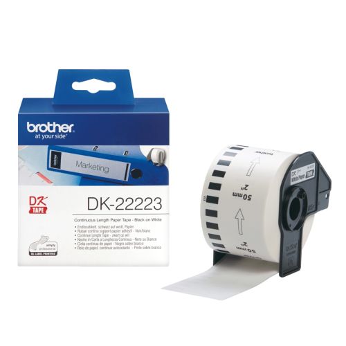Етикети на ролка Brother DK-22223 за QL принтери, 50 мм х 30.48 м, бели — Joya.bg 1