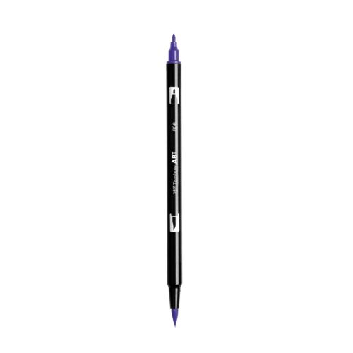 Aкварелен двувърх маркер Tombow ABT Dual Brush, четка 3.5 мм, връх 0.8 мм, 606 violet