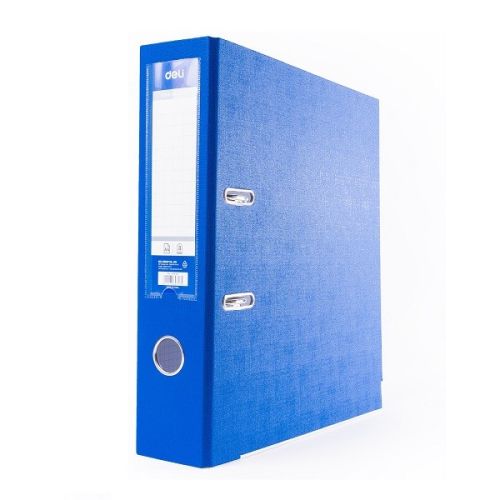 Класьор Deli, РР, A4, 75 мм, метален кант, сменяем етикет, син