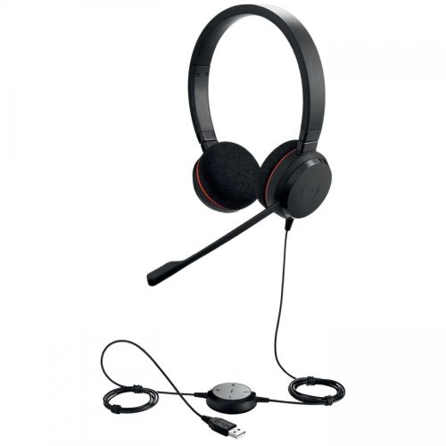 Слушалки с микрофон Jabra EVOLVE 20 MS, Stereo, USB-C, кабел 1.2 м, кожени наушници, черни