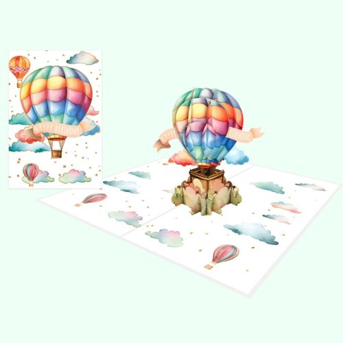 3D Pop-up поздравителна картичка Origami за рожден ден с балон с горещ въздух, 120 х 170 мм