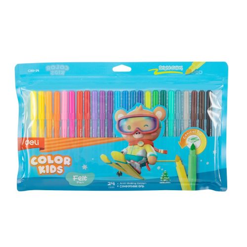 Флумастери Deli Color Kids EC161-24, връх 5 мм, 24 цвята, PVC опаковка — Joya.bg 1