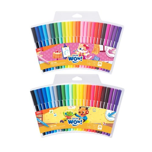 Флумастери Deli Color wow! EC165-24, връх 1.2 мм, 24 цвята, PVC опаковка 1