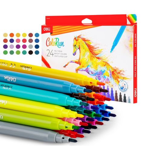 Флумастери Deli Colorun EC10020, 24 цвята 1