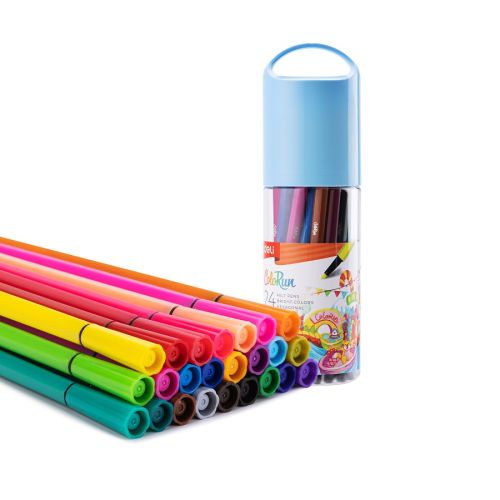 Флумастери Deli Colorun EC156-24, 24 цвята, тубус 1