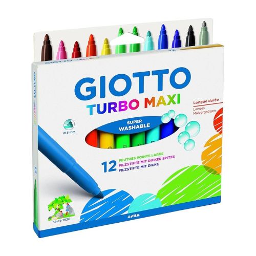 Флумастери GIOTTO Turbo Maxi, връх 5 мм, 12 цвята 2