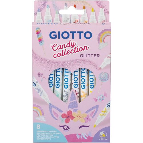 Флумастери с брокат GIOTTO Candy Glitter, връх 2.8 мм, 8 пастелни цвята 1