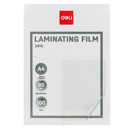 Фолио за ламиниране Deli Core E3816, A4, 216x303 мм, 2x80 mic, кутия 100 л. — Joya.bg 1