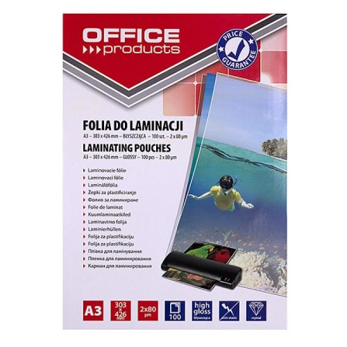 Фолио за ламиниране OFFICE PRODUCTS А3, 303x426 мм, 2х80 mic, кутия 100 л. — Joya.bg 1