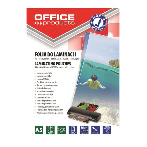 Фолио за ламиниране OFFICE PRODUCTS А5, 154x216 мм, 2х125 mic, кутия 100 л. — Joya.bg