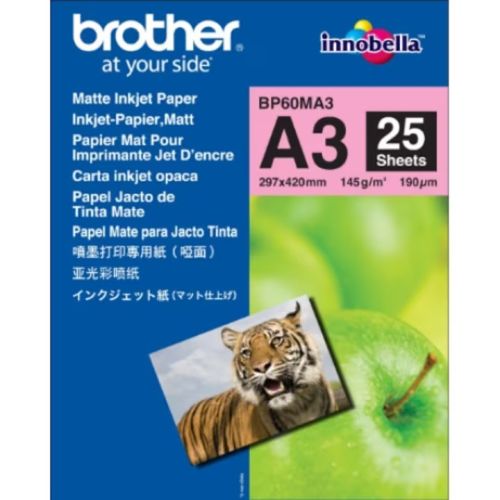 Фотохартия Brother Indobella, BP60MA3, мат, А3, 145 г, за inkjet, пакет 25 л. 1
