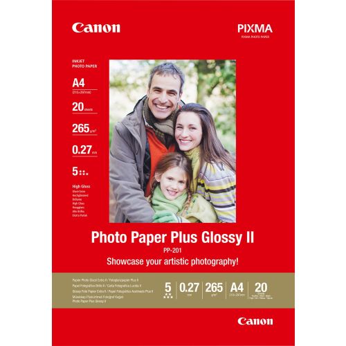 Фотохартия Canon Plus Glossy II (PP-201), гланц, А4, 265 г, за inkjet, пакет 20 л. 1