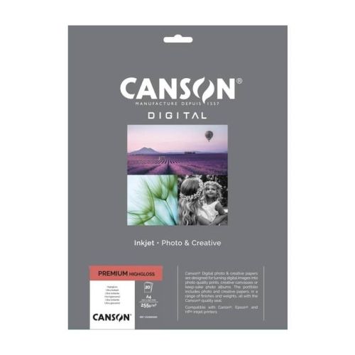 Фотохартия Canson Premium Highgloss, гланц, А4, 255 г, за inkjet, пакет 20 л. 1