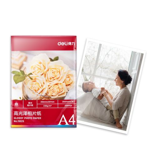 Фотохартия Deli 11825, гланц, А4, 230 г, за inkjet, пакет 20 л. — Joya.bg 1