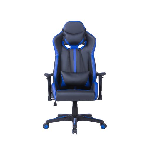 Геймърски стол Escape Gamerix, еко кожа, черна база, рег. подлакътници, черен/син — Joya.bg 1